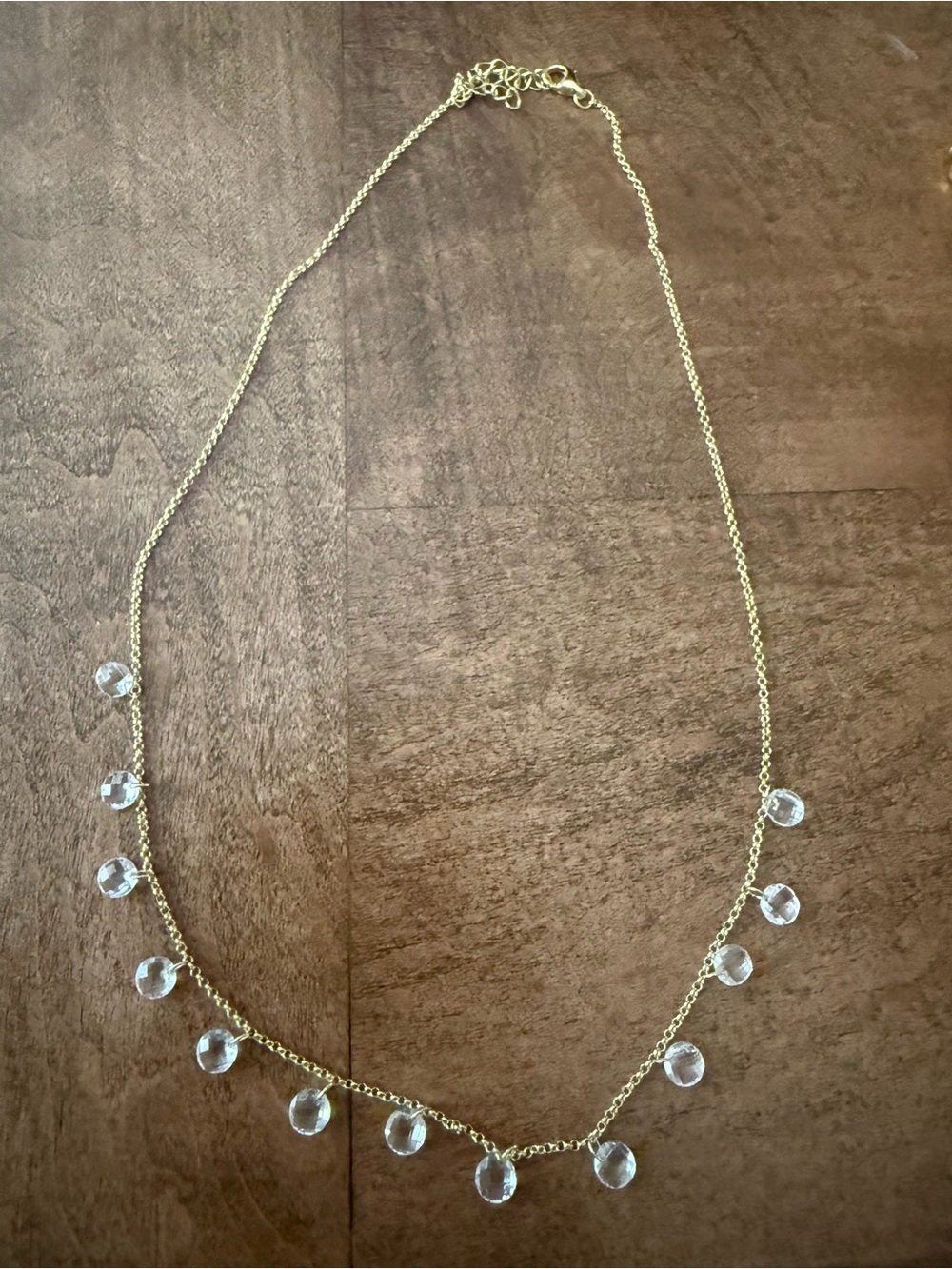 TJ Maxx Gold Chain Necklace with Clear Crystal Drops